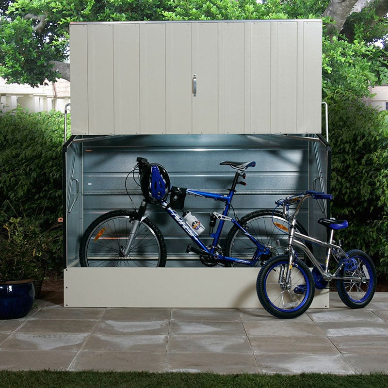 Förvaringsbox gop Bicycle store – 196x89x133cm galvaniserat lackerat stål crémevit