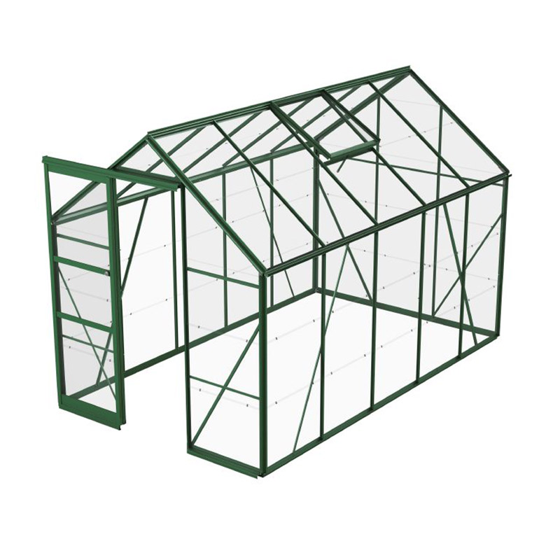Växthus Bruka 6,2m2 – 6,2m2 grön 3mm glas stomme i aluminium