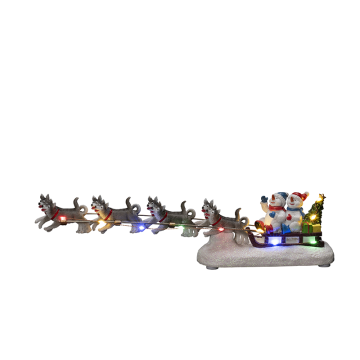 B/O Snögubbar med hundar LED Konstsmide