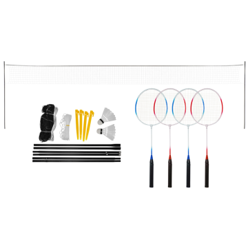 Badminton Set med Nät, Boll och Racketar för 4 spelare Home It Play