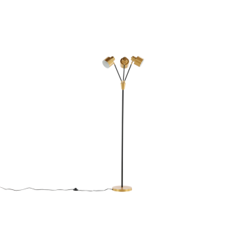 Golvlampa Vifta 3 Ljuskällor Böjd Svart / Mässing Venture Home
