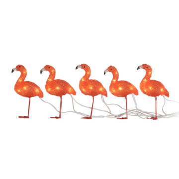 Ljusdekoration Ute Flamingor akryl 5st LED Gnosjö Konstsmide