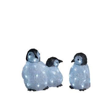 Ljusdekoration Ute Pingvinfamilj akryl 3st LED Gnosjö Konstsmide