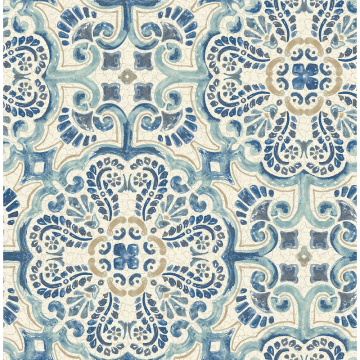 Tapet Non Woven Trilogy Florentine Tile Blue Fine Décor