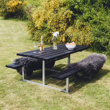 Picknickbord Frigg Svart Galvaniserad ram utan rygg 175 x 140 cm HORTUS