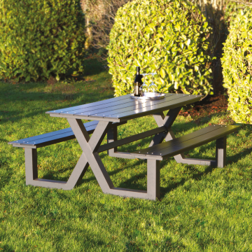 Picknickbord X-modell Svart nonwood och antracitram HORTUS