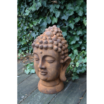 Trädgårdsdekoration Buddha Huvud Rostfärgad 28x30x45 cm Västanvinden